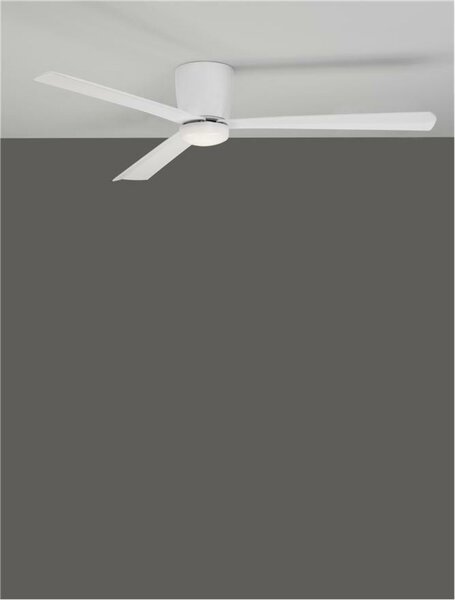 NOVA LUCE stropní ventilátor DELL tělo z hliníku matná bílá 3ABS dřevěné listy 9952325