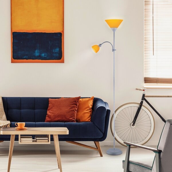 Rabalux 4026 Action Stojací lampa | E27 | Kov | Oranžová | Stříbrná - r-4026