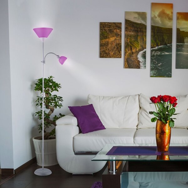 Rabalux 4020 Action Stojací lampa | E27 | Fialová | Kov | Stříbrná - r-4020