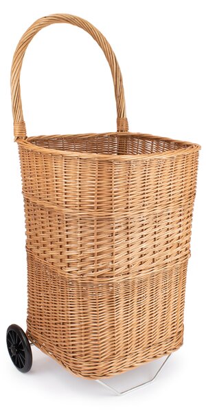 Koš na dřevo proutěný na kolečkách Ramo IX. š.42 x hl.43 x výška koše 70 / výška s rukojeti 102(cm)