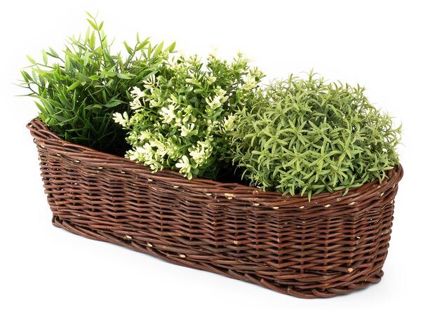 Truhlík proutěný tmavý Pelargonie IV. š.40 x hl.14 x v.12(cm)