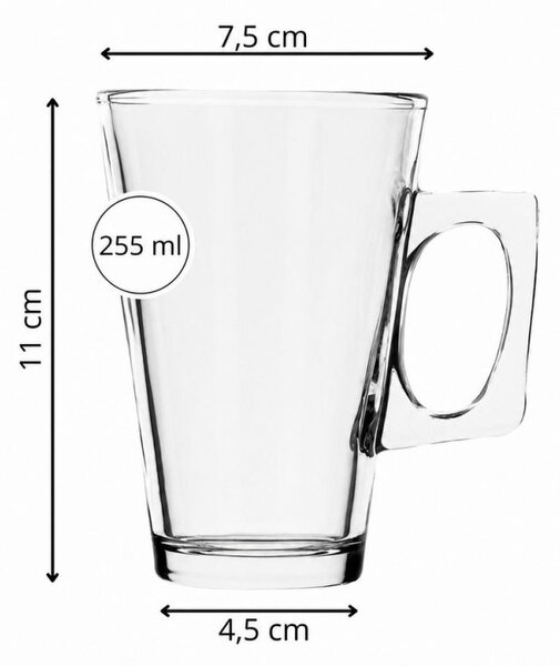 Sklenice na latte 255 ml 6ks SPRINGOS KI0183 čiré