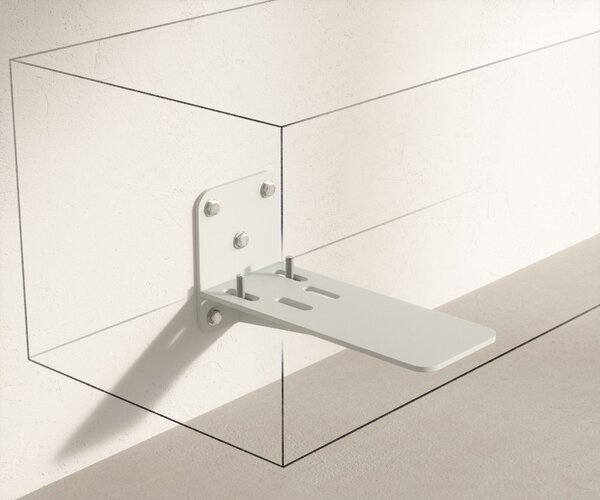 DELIFE TV stolek Cuor 150 cm keramika Laminam® Travertino Bianco krémově bílá 1 výklopná dvířka 1 zásuvka závěsný