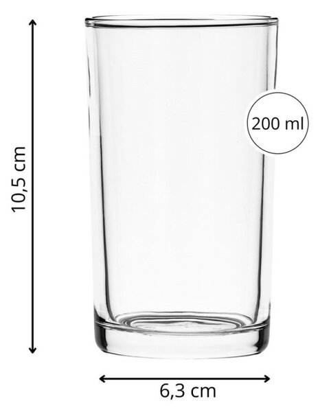 Sklenice na vodu 200 ml 12ks SPRINGOS KI0184 čirá