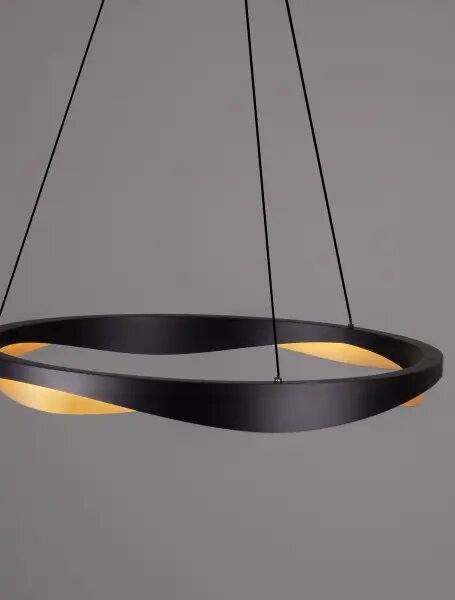 LED stmívatelný černo-zlatý designový lustr Radon