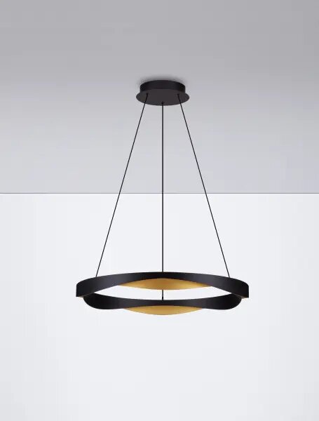 LED stmívatelný černo-zlatý designový lustr Radon