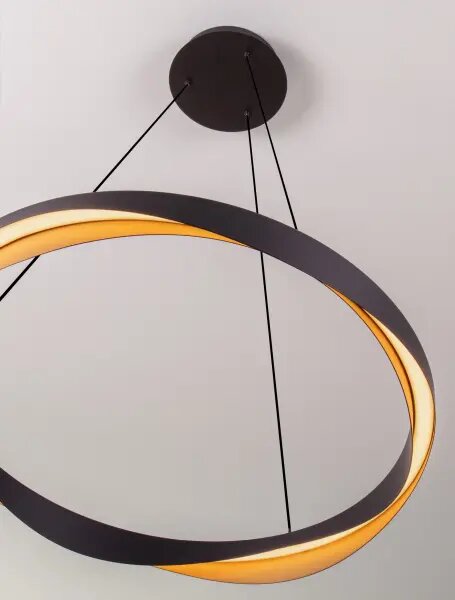 LED stmívatelný černo-zlatý designový lustr Radon