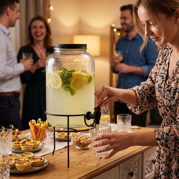 Skleněná nádoba s kohoutkem a stojanem 3,2 l SPRINGOS KI0195