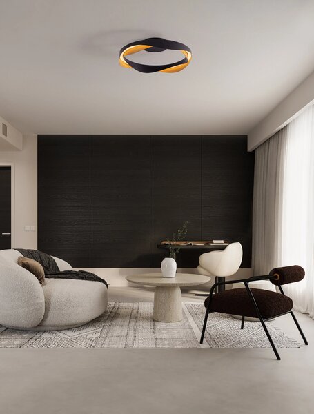 LED stmívatelné černo-zlaté moderní stropní svítidlo Radon