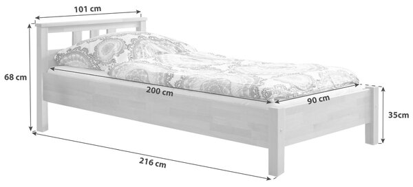 POSTEL, 90/200 cm barvy buku MID.YOU - Jednolůžkové postele, Online Only