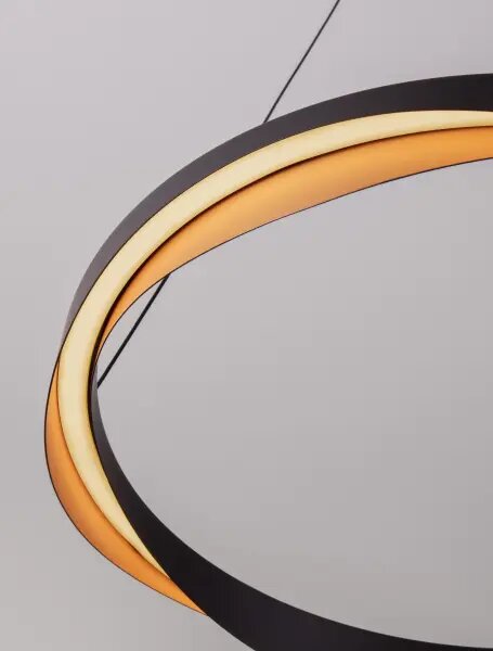 LED stmívatelný černo-zlatý designový lustr Radon