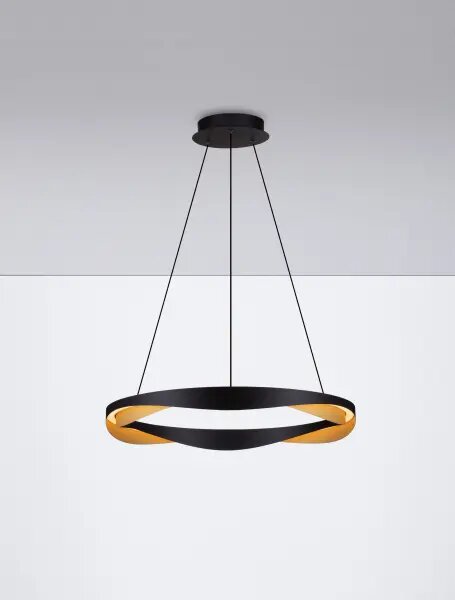 LED stmívatelný černo-zlatý designový lustr Radon