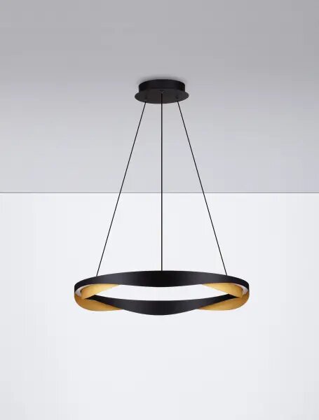 LED stmívatelný černo-zlatý designový lustr Radon