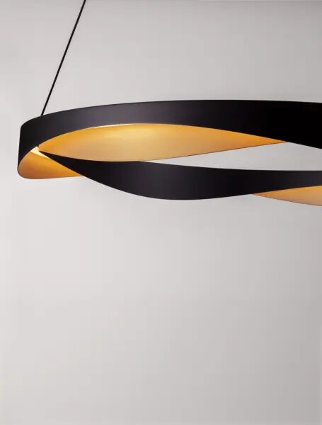 LED stmívatelný černo-zlatý designový lustr Radon