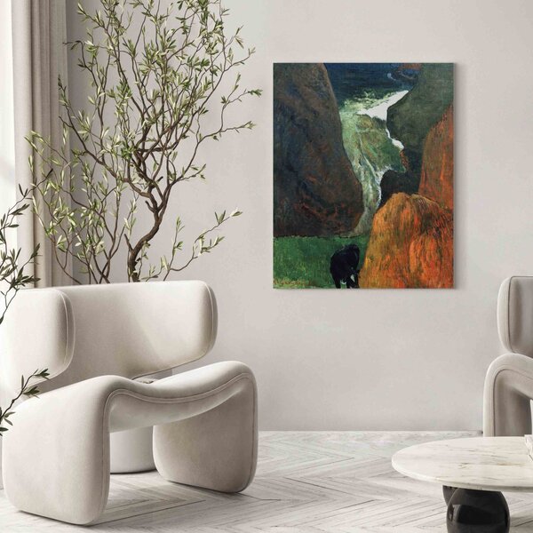 Reprodukce obrazu Landscape with cow between th.cliffs