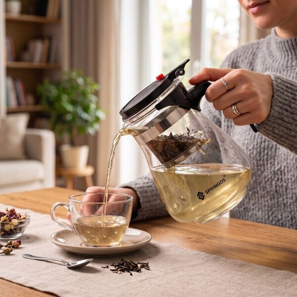 Konvice na čaj 1,65 l SPRINGOS KI0196 průhledná