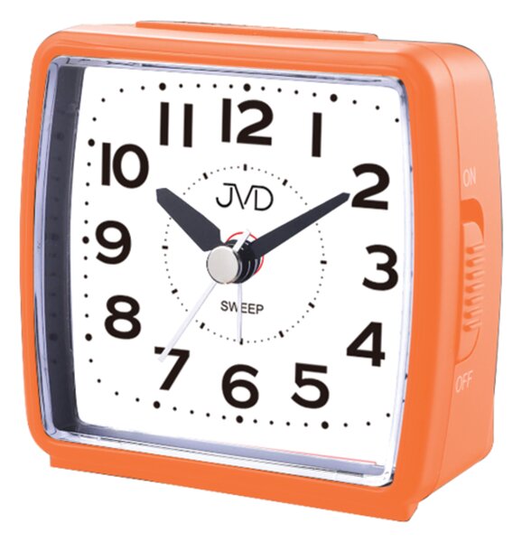 JVD Oranžový tichý budík s LED osvětlením s plynulým chodem JVD SRP7602.2