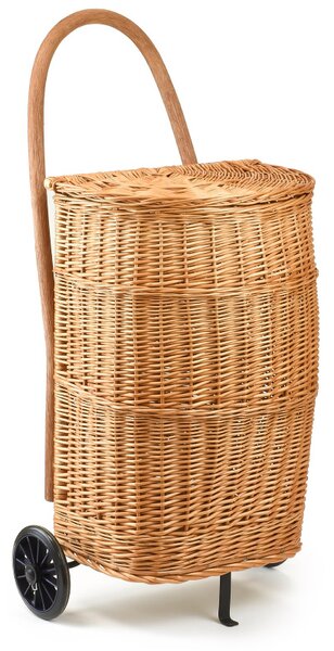 Koš na dřevo proutěný na kolečkách Farmer I. š.41 x hl.29 x výška koše 67 / výška s rukojeti 92(cm)