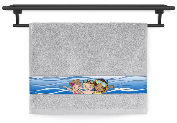Dětský ručník Veba RUJANA tisk Hurá do vody jemná ocel Velikost: 30x50 cm