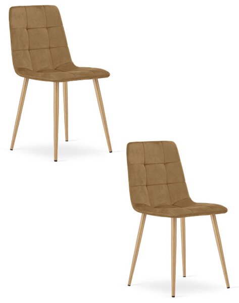 Set dvou jídelních židlí KARA sametové, hnědé / hnědé nohy (2 ks)