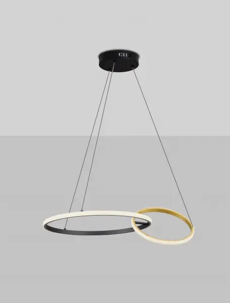 LED stmívatelný černo-zlatý designový lustr Imar