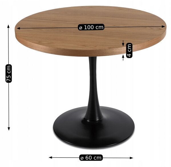 JAKS Kulatý jídelní stůl Lino 100 cm zlatý dub