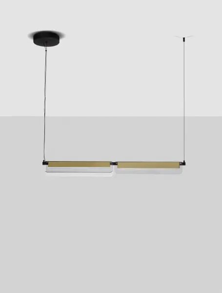 LED stmívatelný černo-zlatý designový lustr Apnea 160