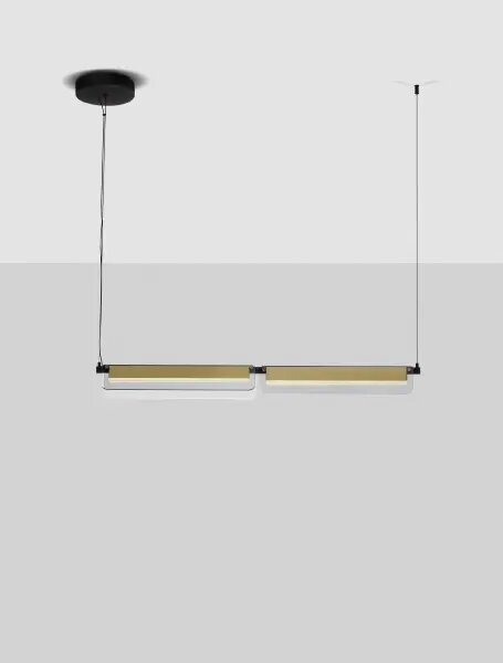 LED stmívatelný černo-zlatý designový lustr Apnea 160