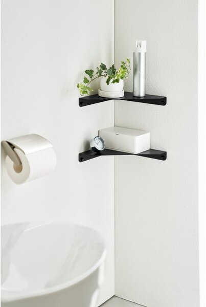 Černá rohová kovová police 22 cm Tower – YAMAZAKI