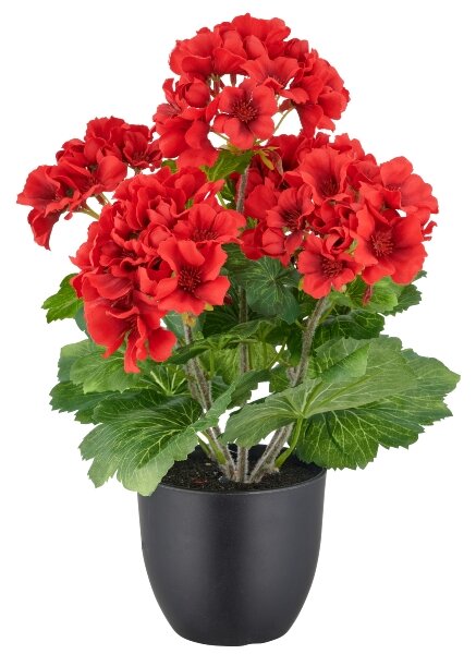 Umělá květina Geránium červená v květináči - venkovní, 36cm