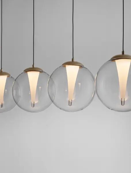 LED stmívatelný zlatý designový lustr Gi