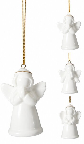 Porcelánový ozdoba Anděl 43 × 40 × 66 mm, bílý se zlatou – mix motivů
