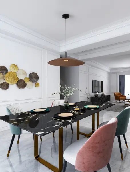 LED černo-moce hnědý moderní lustr Polifemo – Hnědá