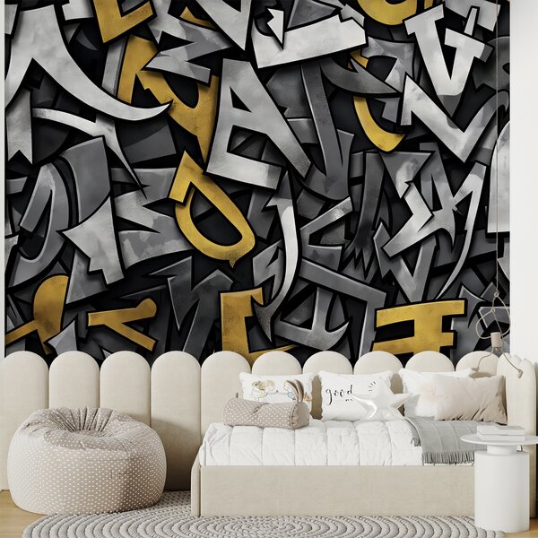 Fototapety Graffiti velká písmena ve žluté barvě, Fototapety teen room, w01186 : uwalls.cz