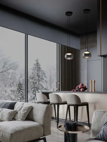LED stmívatelný černo-šedý designový lustr Bios