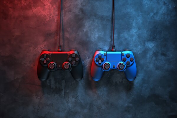 Fototapety černý a modrý DualShock na tmavém pozadí, Fototapety teen room, w01189 : uwalls.cz