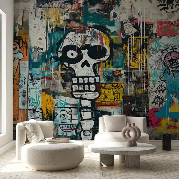 Fototapety Barevné graffiti v basquiatském stylu, Fototapety graffiti, w01187 : uwalls.cz