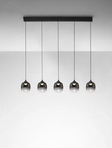 LED stmívatelný černo-kouřový moderní lustr Kita 120
