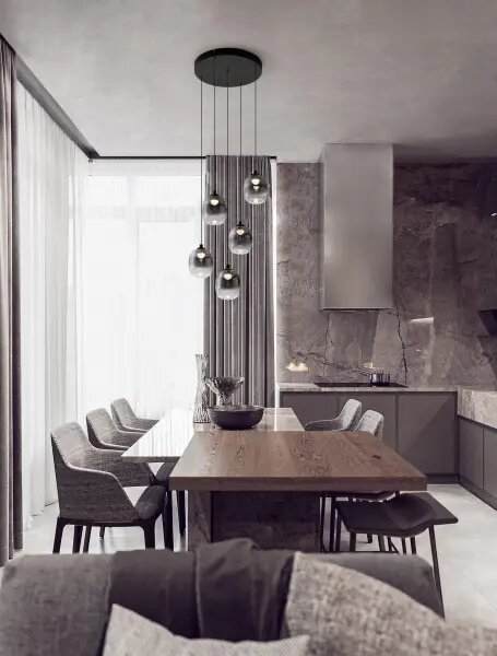 LED stmívatelný černo-kouřový designový lustr Kita 150