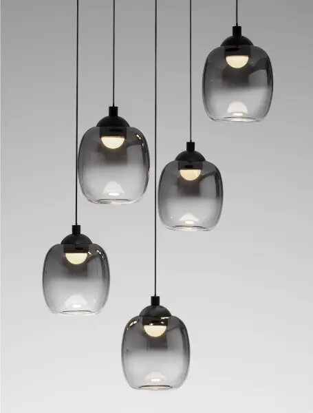 LED stmívatelný černo-kouřový designový lustr Kita 150