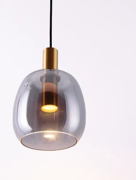 LED zlato-kouřový designový lustr Imatia