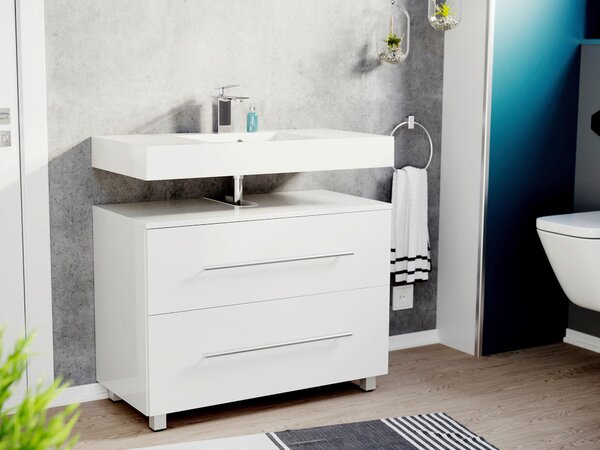 SKŘÍŇKA POD UMYVADLO, vysoce lesklá bílá, vysoce lesklá bílá, 85/63/41,6 cm MID.YOU - Koupelnové série, Online Only