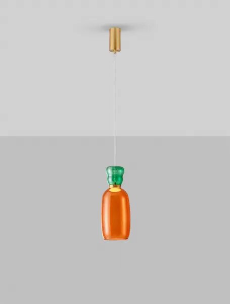 LED zlato-oranžový designový lustr Pluma – Zlatá