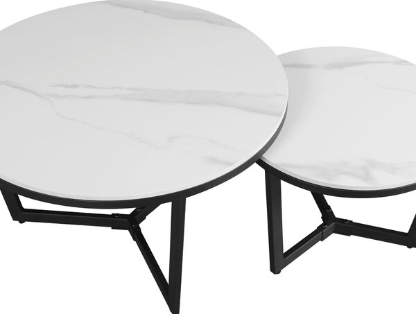 SADA KONFERENČNÍCH STOLKŮ, černá, bílá, kámen, 68,5/68,5/43 cm MID.YOU - Konferenční stolky, Online Only