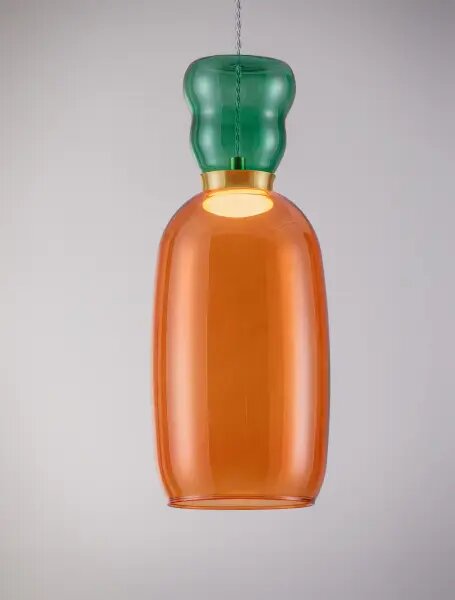 LED zlato-oranžový designový lustr Pluma – Zlatá
