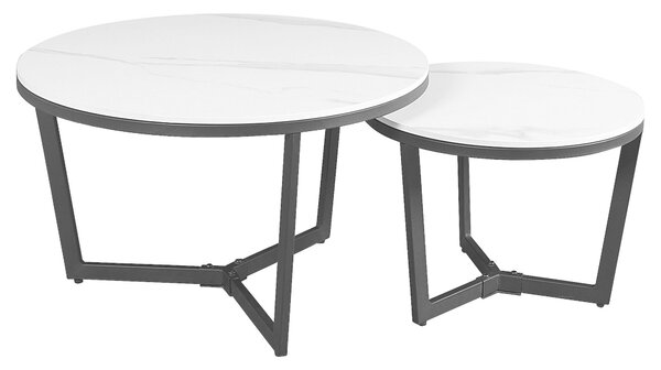 SADA KONFERENČNÍCH STOLKŮ, černá, bílá, kámen, 68,5/68,5/43 cm MID.YOU - Konferenční stolky, Online Only