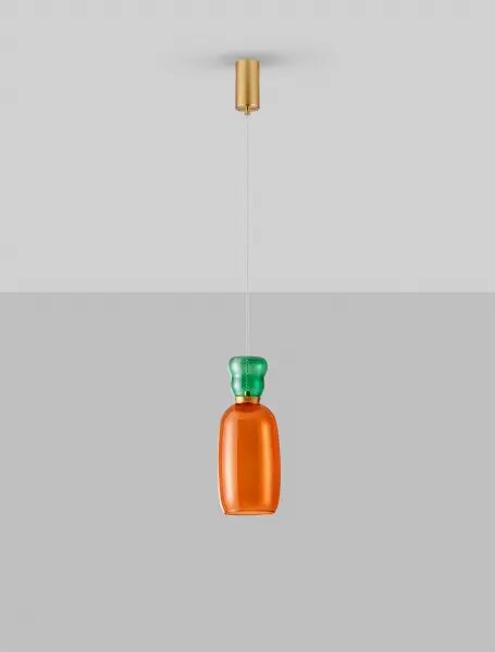 LED zlato-oranžový designový lustr Pluma – Zlatá
