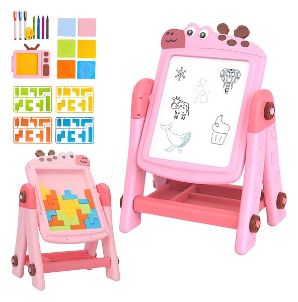 Aga4Kids Dětská tabule na fixy 2v1 Růžová
