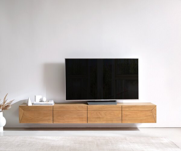 DELIFE TV stolek Kayu 220 cm akácie přírodní 4 dvířka závěsný