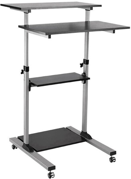 LogiLink psací stůl pro práci vsedě i ve stoje výškově nastavitelné, s kolečky Rozsah výšky: 93.8 do 1.378 m (š x h) 70 cm x 70.5 cm stříbrná BP0070 B